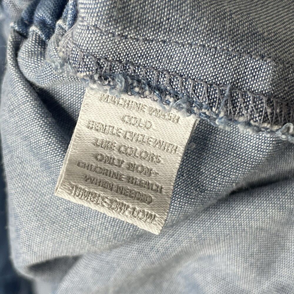 Womens Jacket Top Tie Front Button Lyocell‎ Chambray Denim Roll Tab Sleeve Sz M - Picture 9 of 9